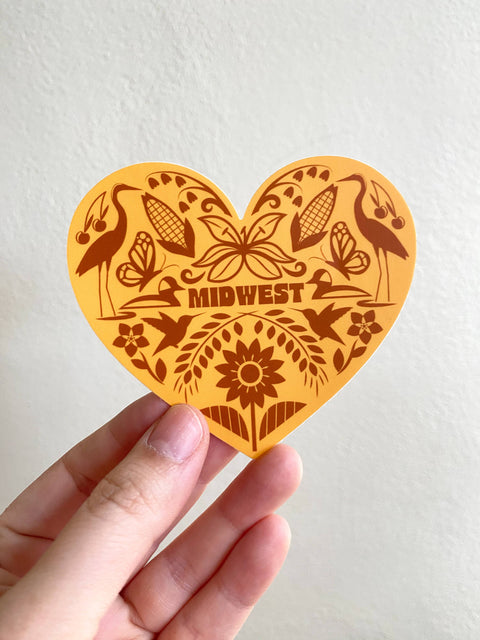 Midwest Flora & Fauna Heart Icons Vinyl Sticker 