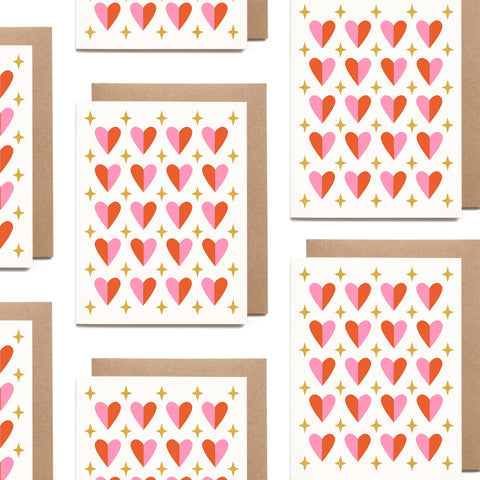 Sparkly Heart Pattern Valentine Card