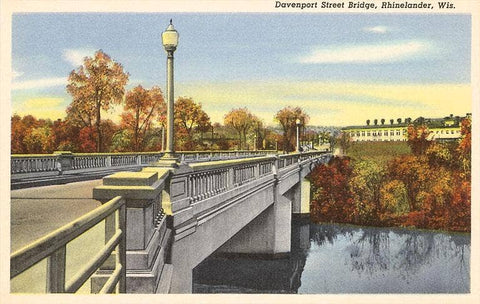 WI-85 Davenport Street Bridge, Rhinelander, Wisconsin - Vintage Image, Postcard