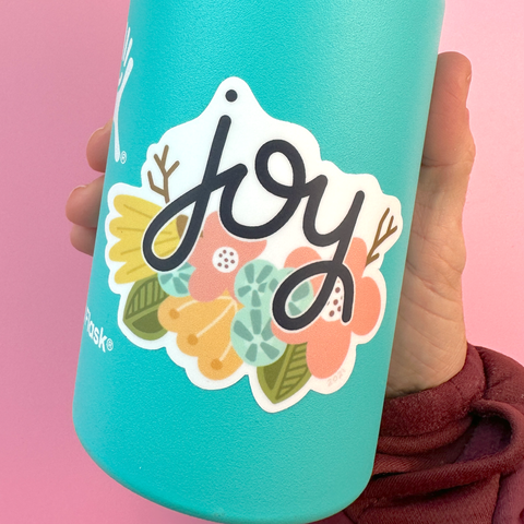 Joy,  Floral Vinyl Sticker