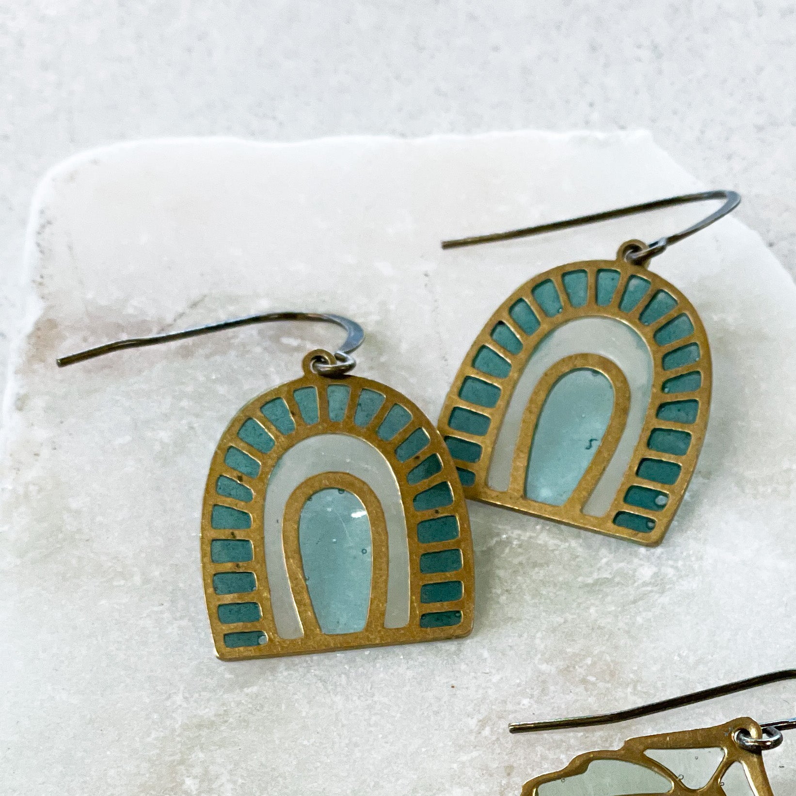 VAULT- stained glass resin earrings