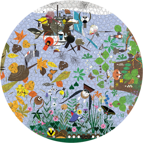 Charley Harper: Seasons 1000-Piece Circular Jigsaw Puzzle