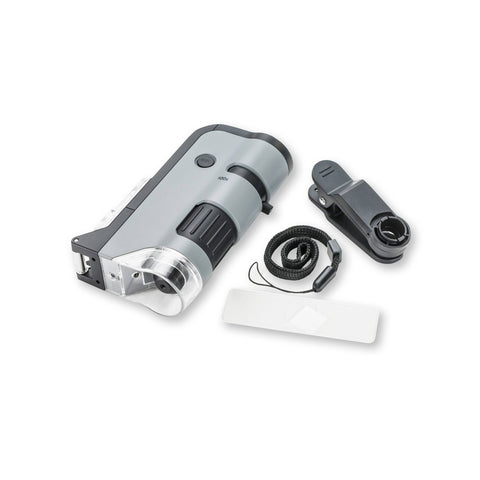 100x-250x LED High Power Pocket Microscope w/ Phone Adapter