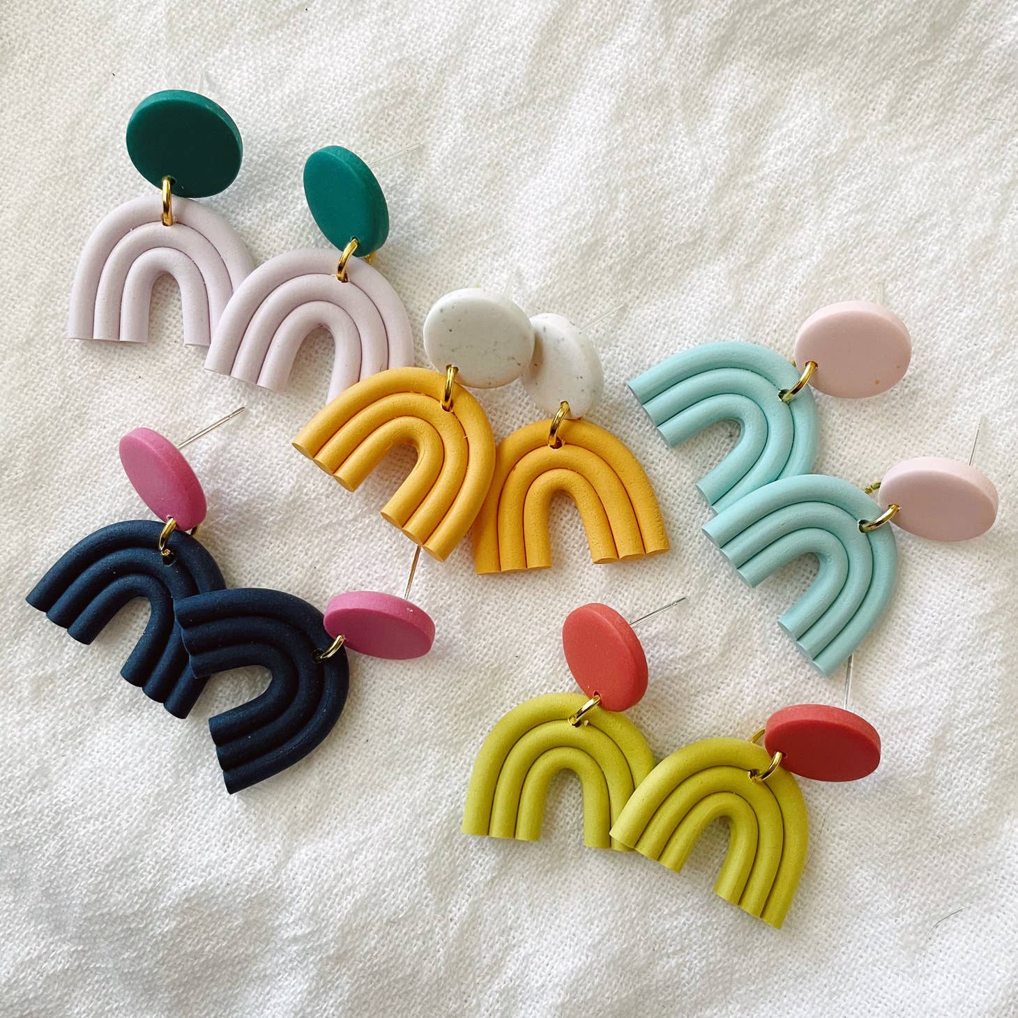 Ellie | Rainbow Drop Polymer Clay Earrings