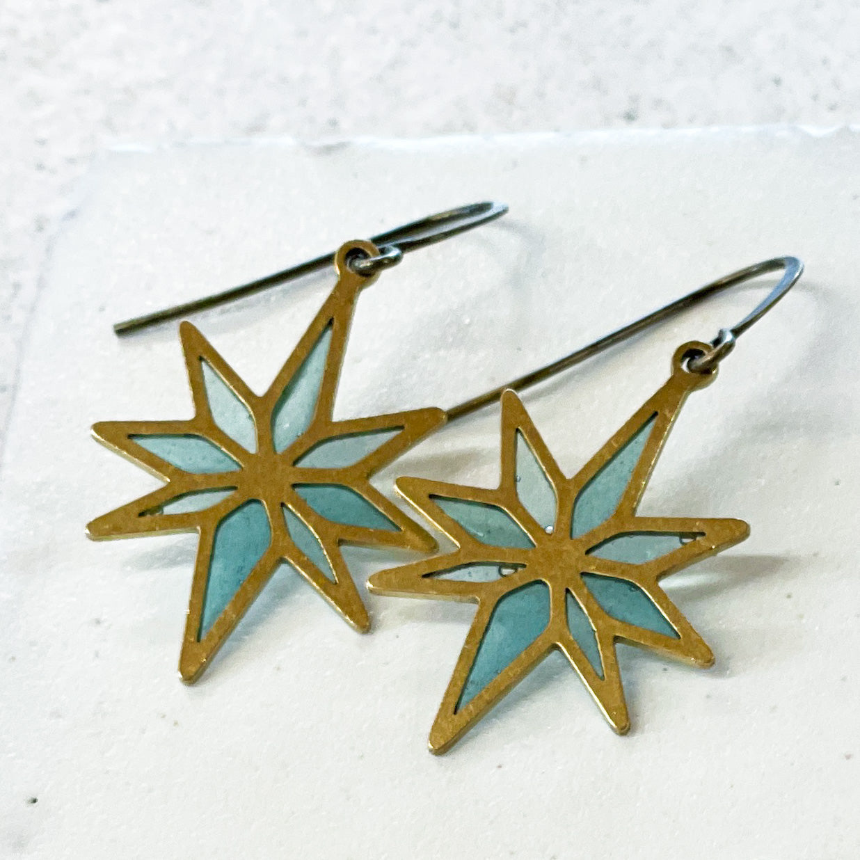NORTH STAR - stained glass resin earrings