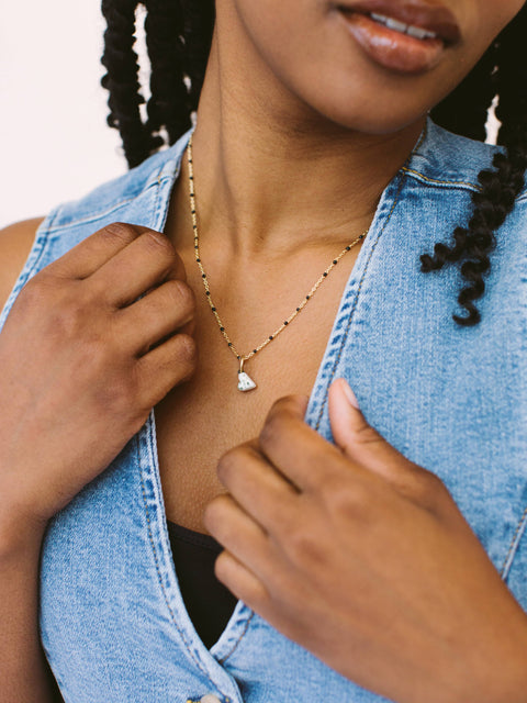 Dot Necklace Base with Dipped Heart charm