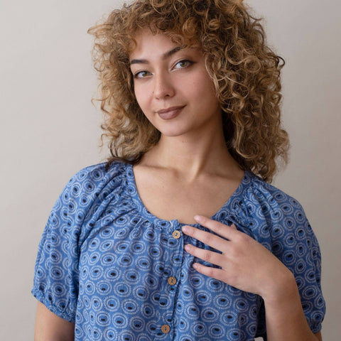 Flora Top- Tangier Indigo