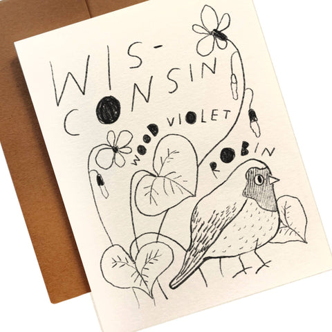 WISCONSIN State Flower & Bird Greeting Card