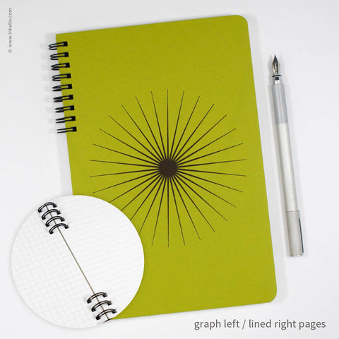 Big Burst Spiral Notebook with Chartreuse Cover + Black Ink: Blank