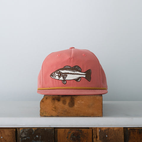 Bass Fish Patch Snap back, Khaki Salmon