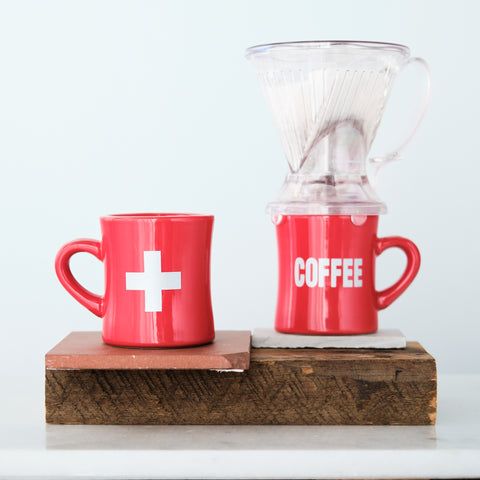 COFFEE Typography Diner Mug, Red