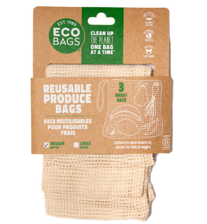 ORGANIC MESH DRAWSTRING BAG,  set of 3 - Medium