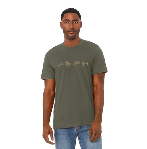 Men's Fly Fishing T-shirt, Military Gold