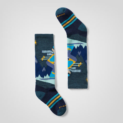 Kids' Wintersport Full Cushion Mountain Moose Pattern Over The Calf Socks