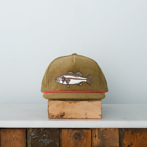 Bass Fish Patch Snap back, Olive Cord