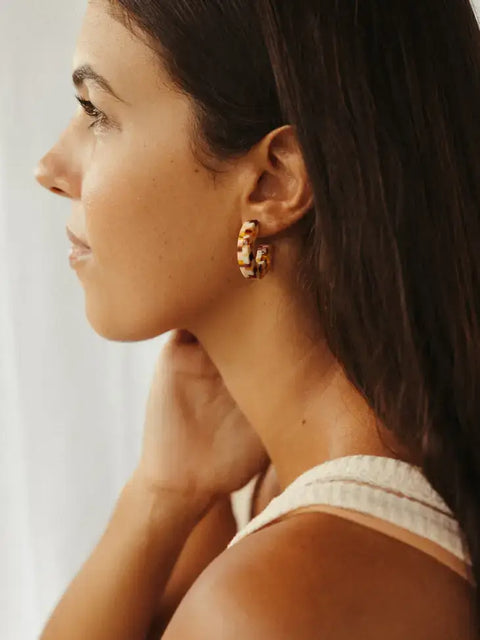 Ray Chunky Hoop Earrings: Tiger Green