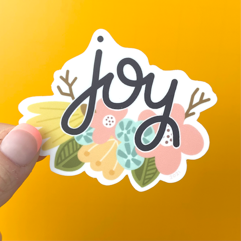 Joy,  Floral Vinyl Sticker