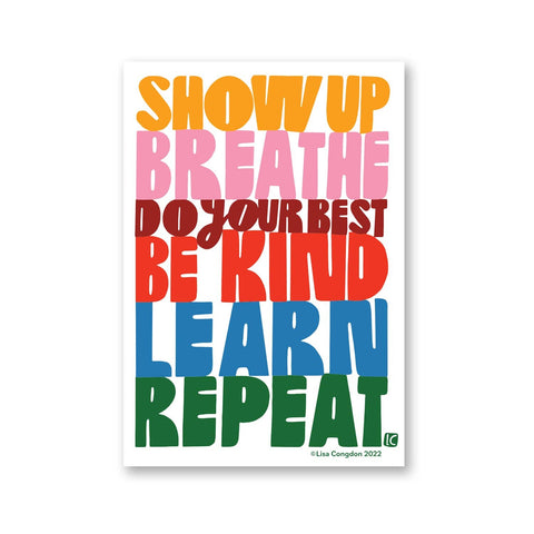 Show Up Breathe Large Waterproof Sticker