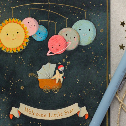 Solar System Baby Greeting Card