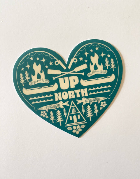 Up North Wisconsin Heart Icons Vinyl Sticker