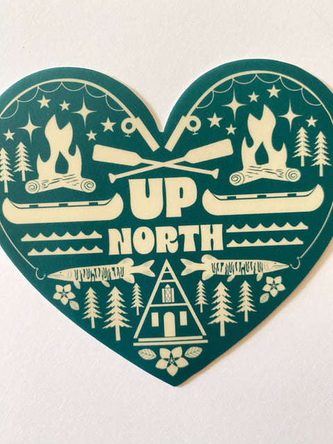 Up North Wisconsin Heart Icons Vinyl Sticker