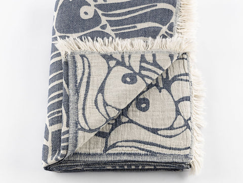 Fish Blanket, 100% Turkish Cotton