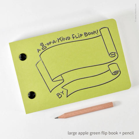 Draw-Your-Own Flip Book + Pencil (#316): Apple Green / Small