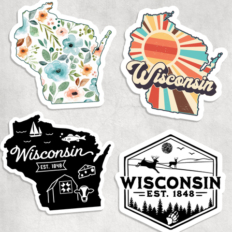 Wisconsin Stickers: Design 4 - Badge