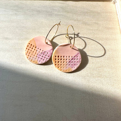 Circle painted earring- pastel aerobics