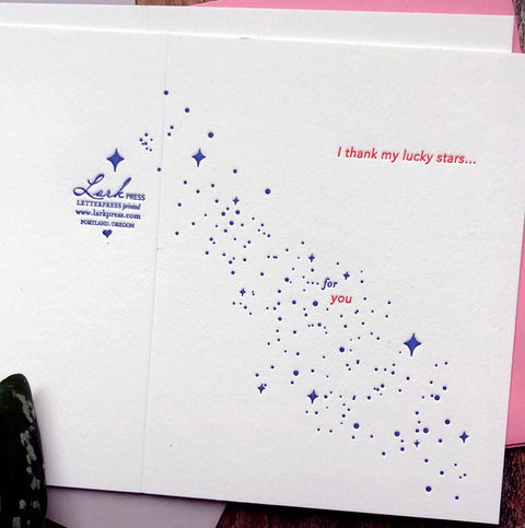 I Thank My Lucky Stars For You Letterpress Card