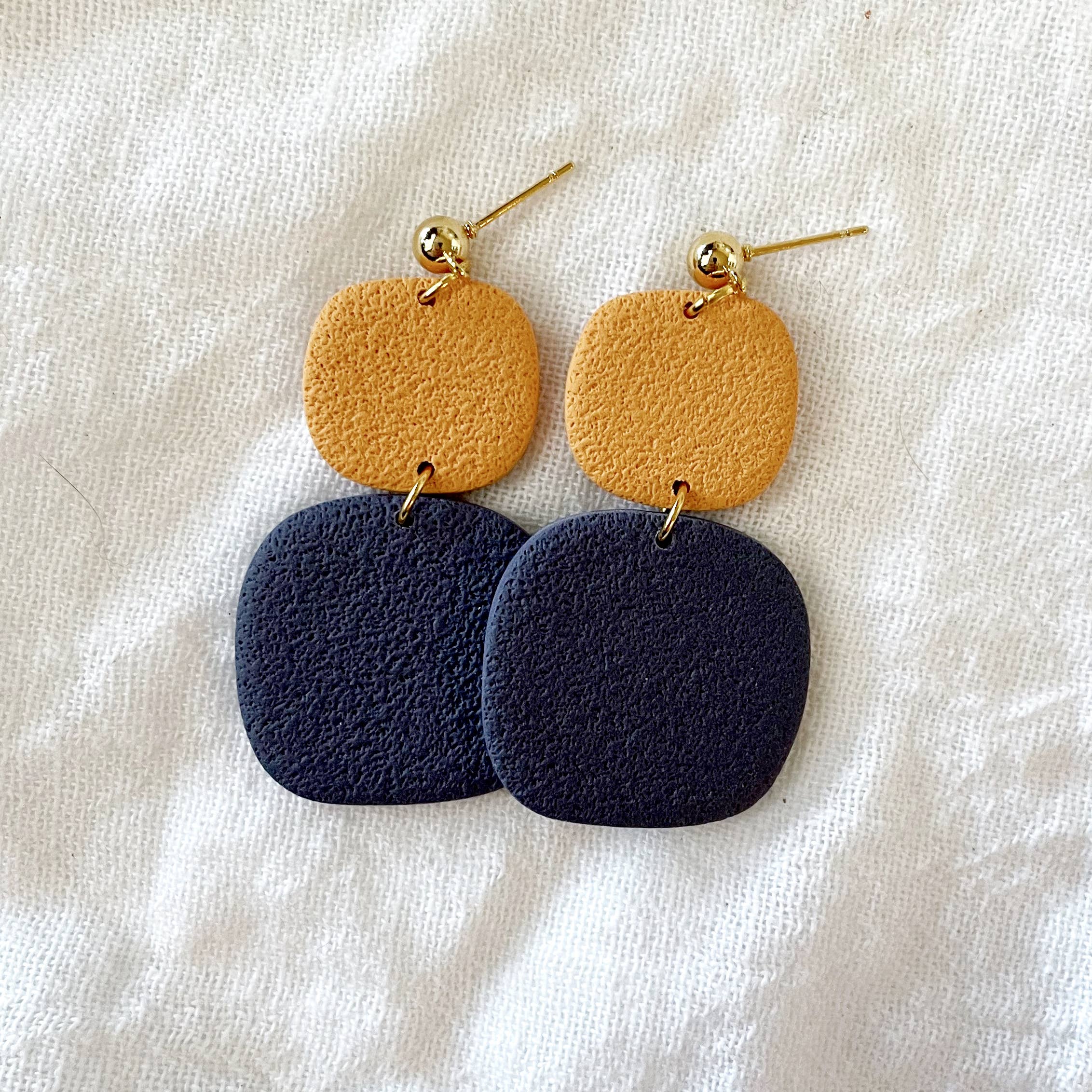 Coraline | Organic Square Polymer Clay Earrings