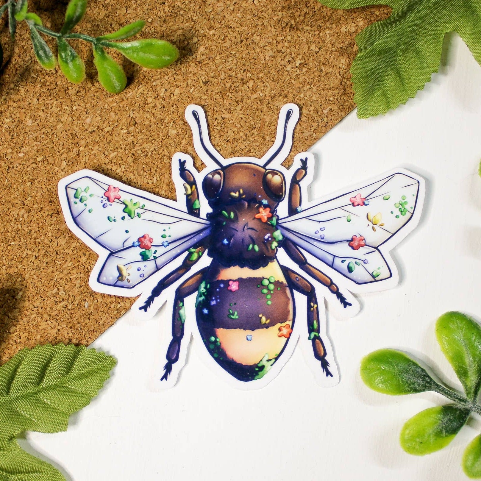 Flower Covered Honey Bee Sticker