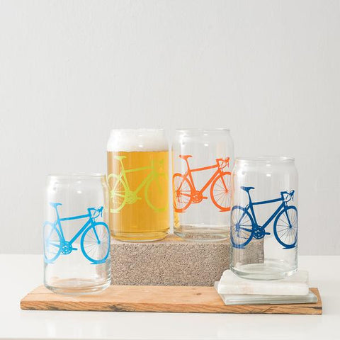 Name Drop Bicycle Can Glass- set of 6