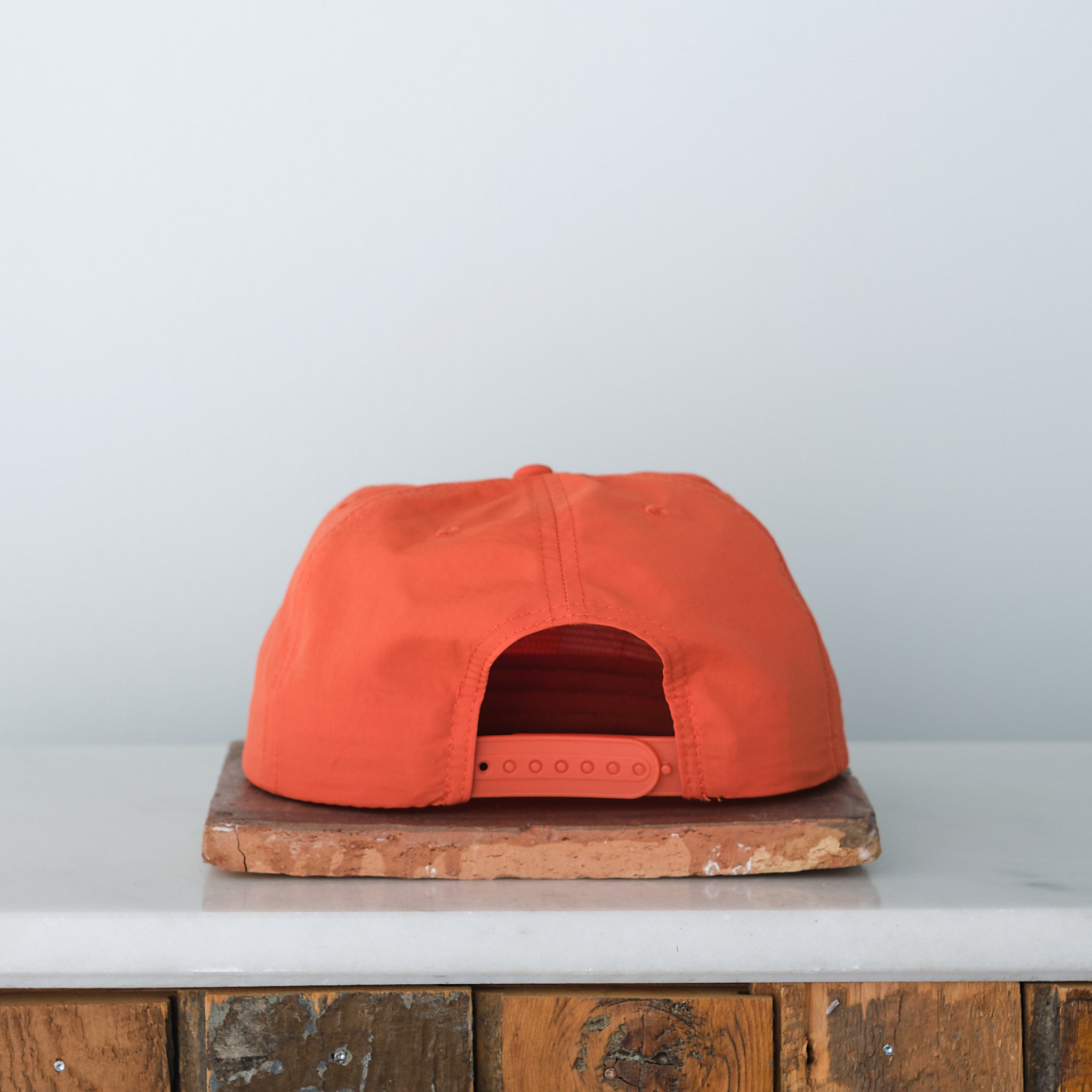 Bicycle Embroidered Nylon Trucker Cap, Persimmon