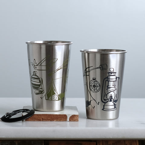 Camping Tools Equipment Stainless Steel Metal Pint Tumbler