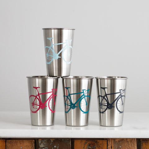 Name Drop Bicycle Stainless Steel Pint Tumbler - Set of 6