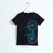 kids bike graphic tee, bicycle screen printed t-shirt black cotton