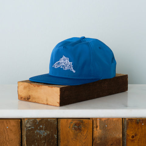 Lake Superior Contour Embroidered Snapback Hat, Blue Satin