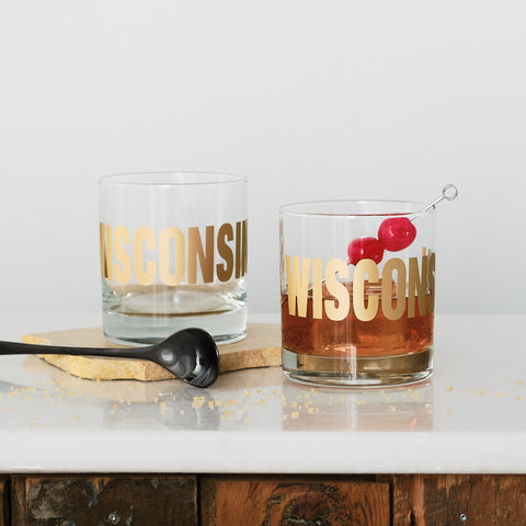 Wisconsin Typography Rocks Glasses