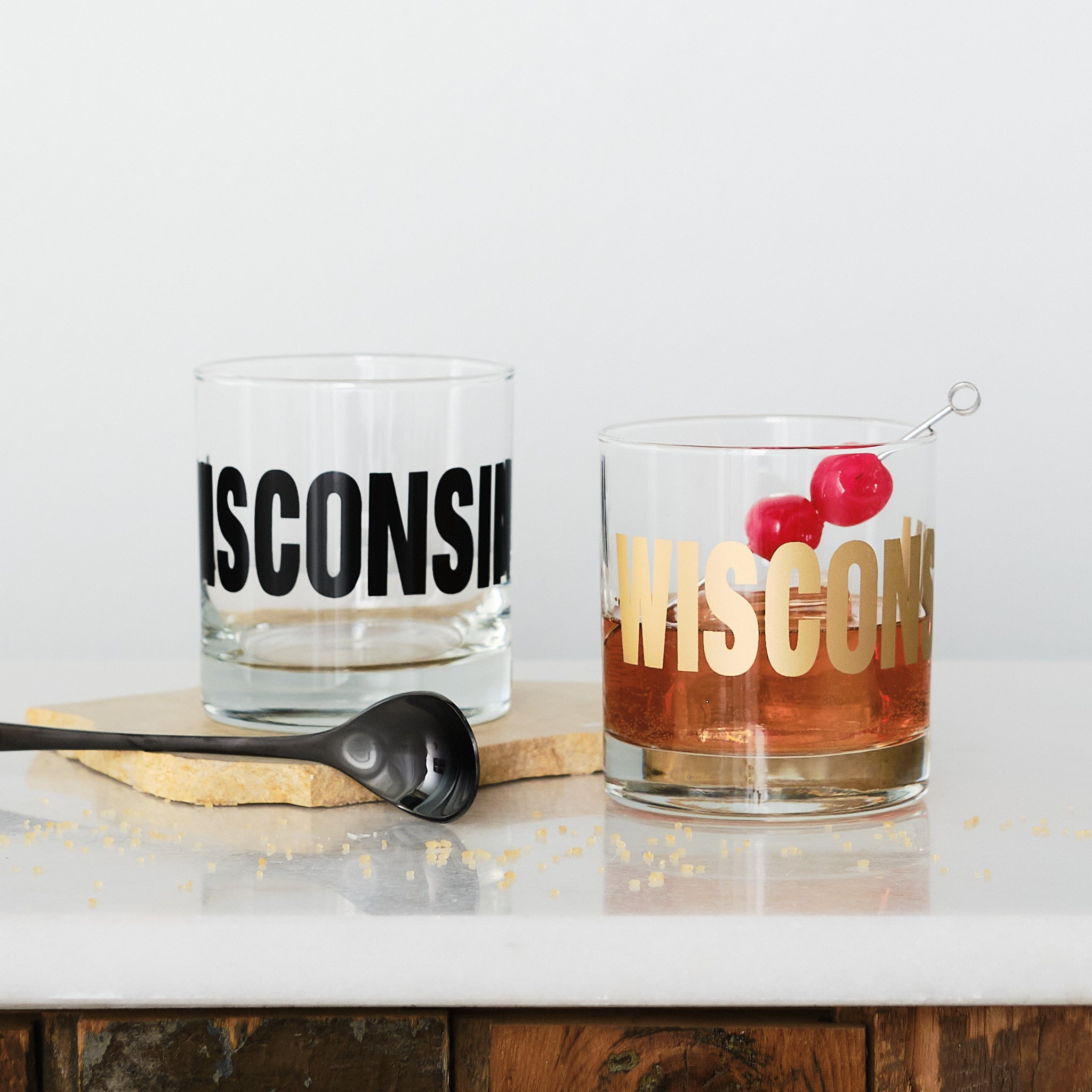 Wisconsin Rocks Brandes Wisconsin Typography Rocks Glasses – Vital Industries