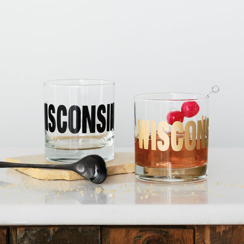 Wisconsin Typography Rocks Glasses