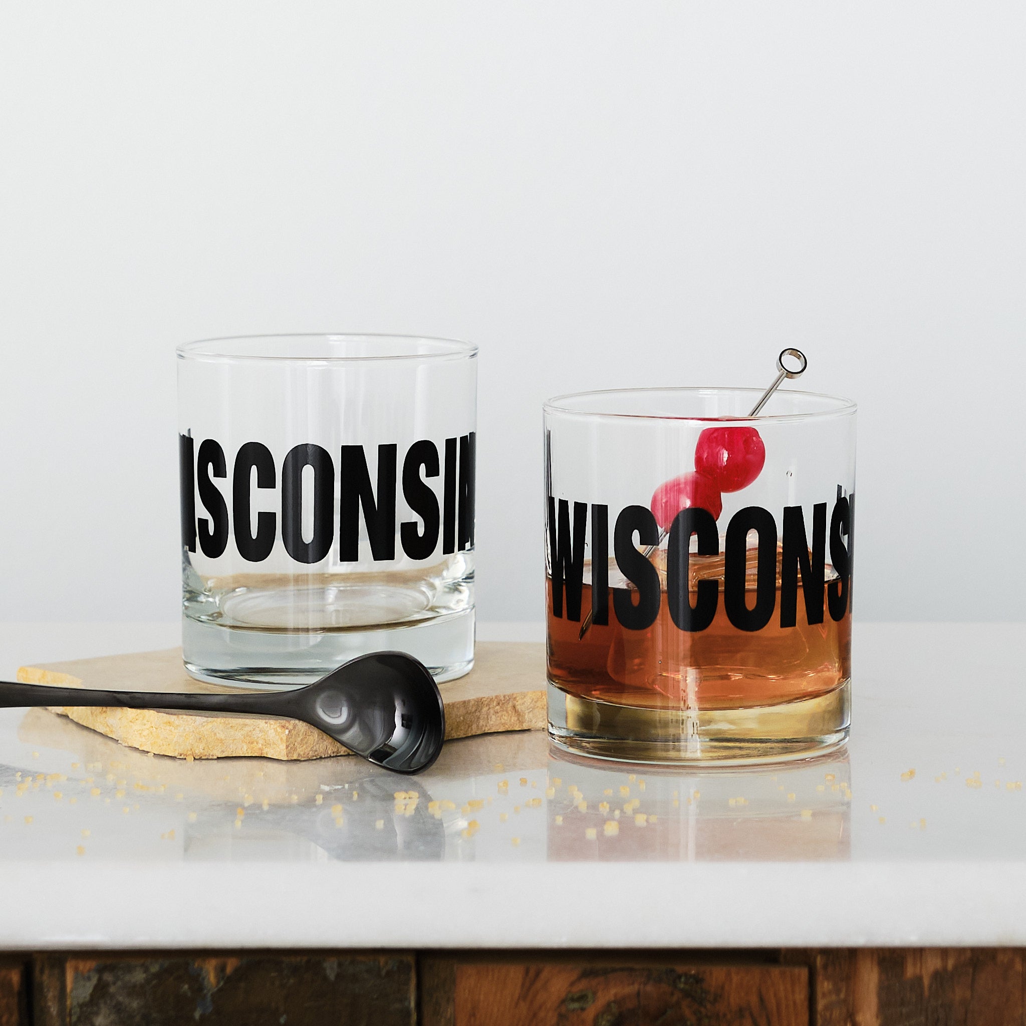 Wisconsin Typography Rocks Glasses
