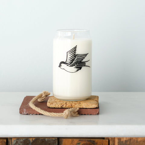 Tattoo Can Glass Soy Candle, Reusable Container