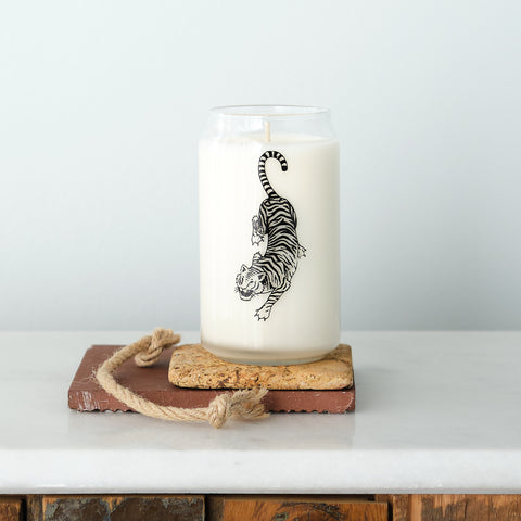 Tattoo Can Glass Soy Candle, Reusable Container