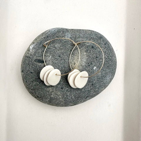 Stacked circle porcelain hoop earring