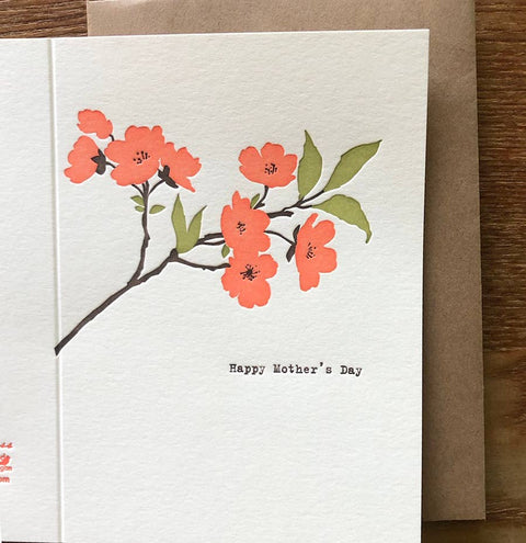 Mother's Day Cherry Blossom Letterpress Card