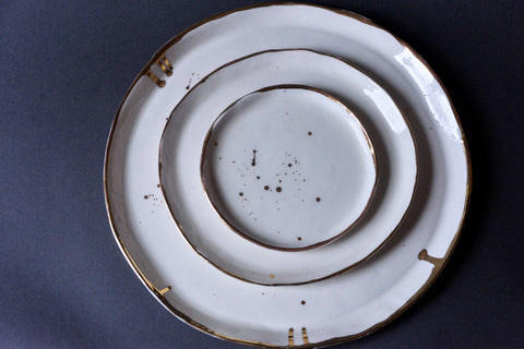 Handmade Porcelain Gold Edge Slab-rolled Plate