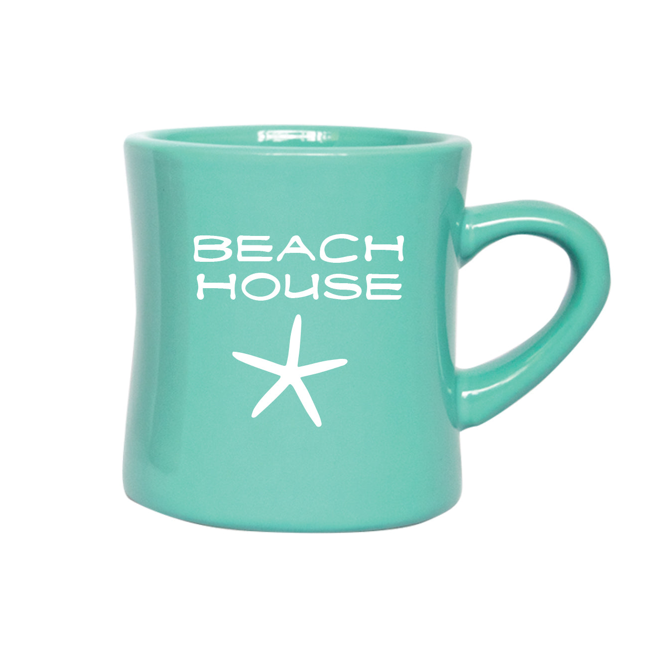 Beach House Diner Mug, printed Starfish, Sand Dollar