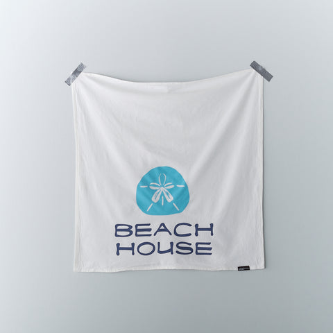 Beach House Flour Sack Towels, Starfish, Sea Urchin, Sand Dollar, Scallop