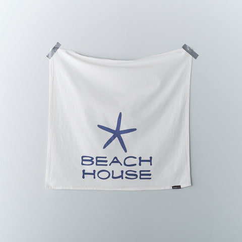 Beach House on White Flour Sack Towel